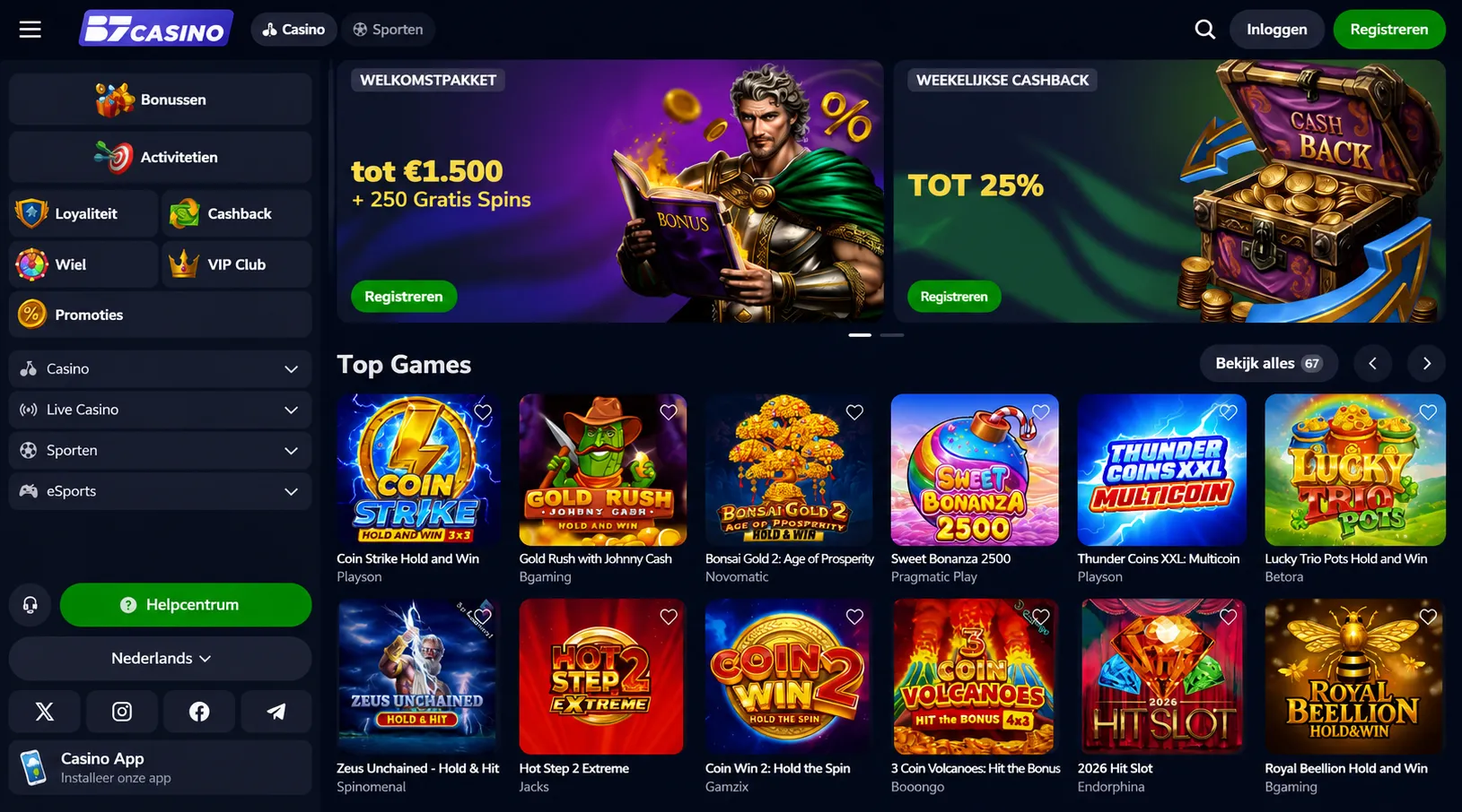 b7 casino bonus code voor het actuele welkomstpakket